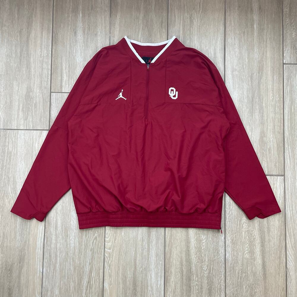 Jordan Oklahoma Sooners Jacket Mens XL Crimson Half Zip Coach Sideline OU